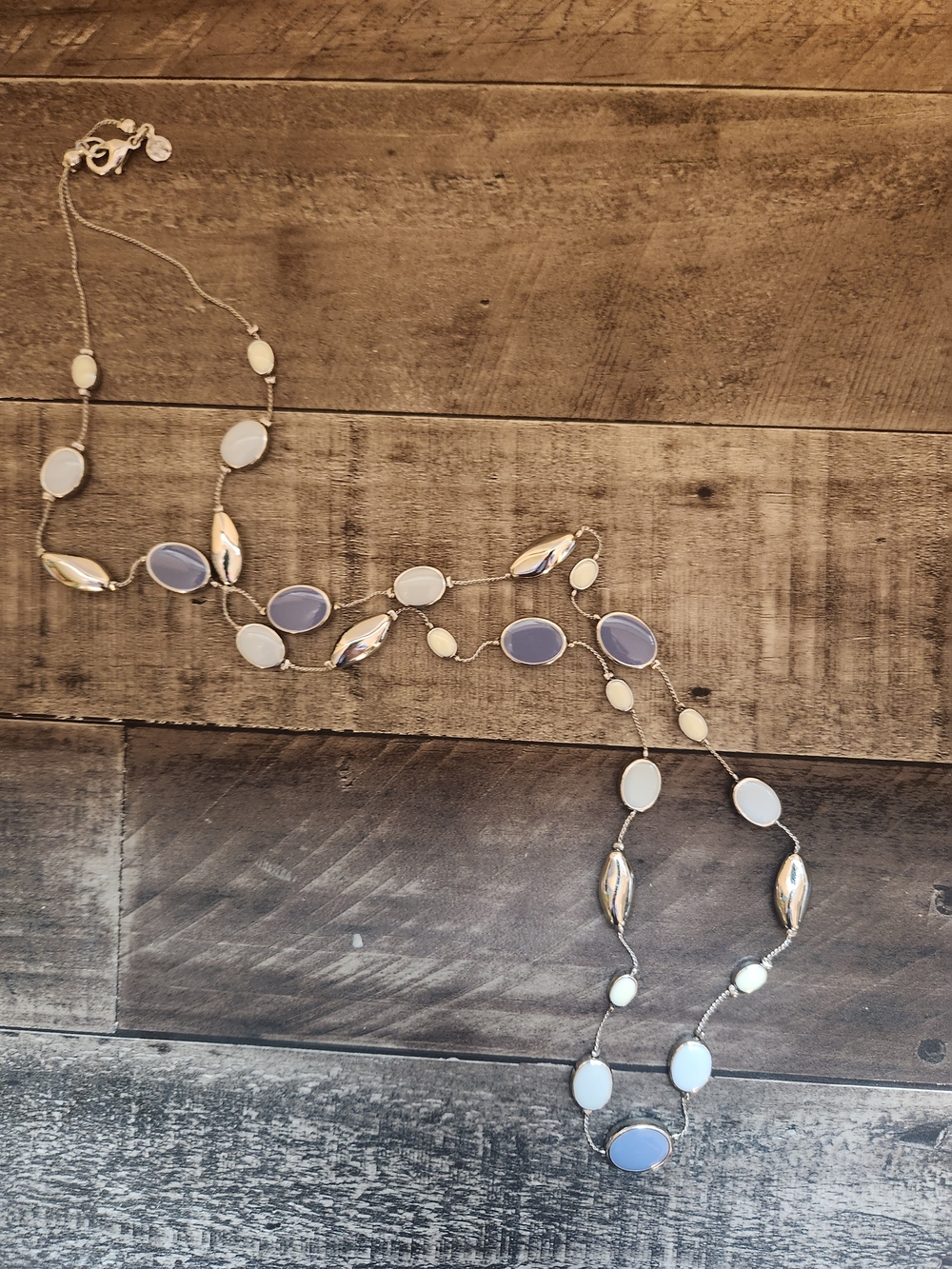 Women’s Silver Necklace with Blue Stone Accents